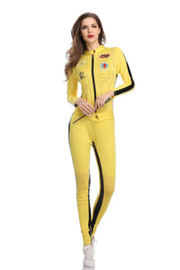 Kill Bill Costume Adult Women TV Film Bodycon Yellow Jumpsuit Motocycle Bosysuit Ninja Martial Arts Uniform Bruce Lee Overalls