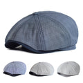 Lattice Octagonal Hat Thin Spring And Summer European And American Striped Newsboy Hat British Fashion Beret Painter Forward Cap