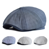 Lattice Octagonal Hat Thin Spring And Summer European And American Striped Newsboy Hat British Fashion Beret Painter Forward Cap