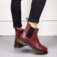 Autumn Style Thick-Heeled British Style Cowhide Martin Boots Women