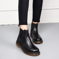 Autumn Style Thick-Heeled British Style Cowhide Martin Boots Women