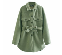Lapel Loose style European And American Single Breasted Street Trendsetter Vintage Celebrity Cotton Pure Wool Jacket