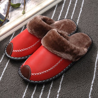 Couple cotton slippers winter home men and women autumn and winter leather surface winter lint floor indoor women's old man outdoor
