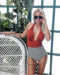 Skinny Sexy Backless Swimsuit With Neckline