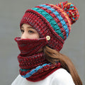 All-match Warm Knitted Hat Mask And Scarf Three-Piece Set