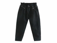 Women's Harem Pants With Paper Bag Waist Loose Jeans