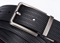 Men's Genuine Leather Rice Patterned Embossed Cowhide Belt