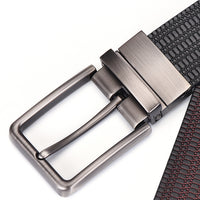 Men's Genuine Leather Rice Patterned Embossed Cowhide Belt