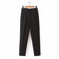 High Waist Straight Pleated Slacks