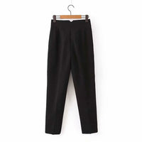 High Waist Straight Pleated Slacks