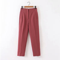 High Waist Straight Pleated Slacks