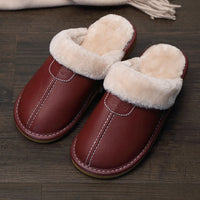 Wooden Floor Non-slip Thick-soled Warm Household Leather Slippers
