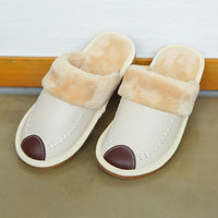 Wooden Floor Non-slip Thick-soled Warm Household Leather Slippers