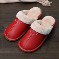 Wooden Floor Non-slip Thick-soled Warm Household Leather Slippers
