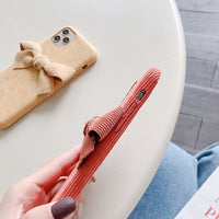 Compatible with Apple, Suitable For IPhone12 Mobile Phone Case New Plush Corduroy Bowknot Apple X Fabric Shell 6 Anti-Fall Protective Cover