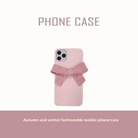 Compatible with Apple, Suitable For IPhone12 Mobile Phone Case New Plush Corduroy Bowknot Apple X Fabric Shell 6 Anti-Fall Protective Cover