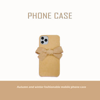Compatible with Apple, Suitable For IPhone12 Mobile Phone Case New Plush Corduroy Bowknot Apple X Fabric Shell 6 Anti-Fall Protective Cover
