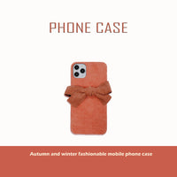 Compatible with Apple, Suitable For IPhone12 Mobile Phone Case New Plush Corduroy Bowknot Apple X Fabric Shell 6 Anti-Fall Protective Cover