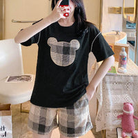 Summer New Style Short-Sleeved Women's Home Service Suit Cute Loose And Comfortable Pajamas Women 6535 Cotton