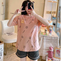 Summer New Style Short-Sleeved Women's Home Service Suit Cute Loose And Comfortable Pajamas Women 6535 Cotton