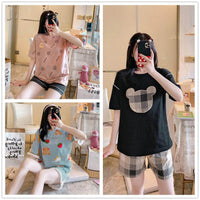 Summer New Style Short-Sleeved Women's Home Service Suit Cute Loose And Comfortable Pajamas Women 6535 Cotton