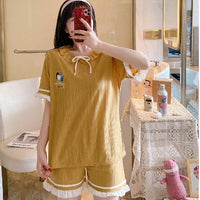 Summer New Style Short-Sleeved Women's Home Service Suit Cute Loose And Comfortable Pajamas Women 6535 Cotton