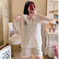 Summer New Style Short-Sleeved Women's Home Service Suit Cute Loose And Comfortable Pajamas Women 6535 Cotton