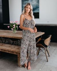 Loose sling tapered printed jumpsuit