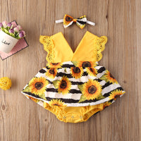 Fashion Cute Girls Sun Flower Jumpsuit