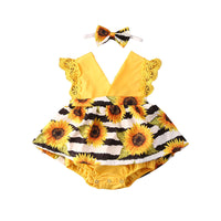 Fashion Cute Girls Sun Flower Jumpsuit