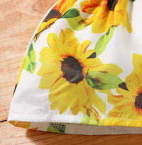 Three-piece Baby Sling Sunflower Floral Blouse And Shorts