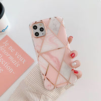 Compatible with Apple, Compatible with Apple , Suitable For Iphone12 Four-Corner Anti-Fall Electroplating Splicing Marble Pattern Mobile Phone Case Apple 11pro 8P All-Inclusive Cover