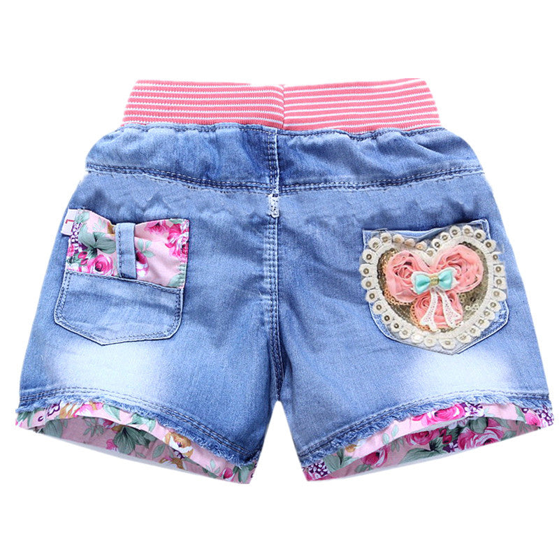 Sand Washed Denim Girls Shorts Girls Baby Outer Wear Thin Section