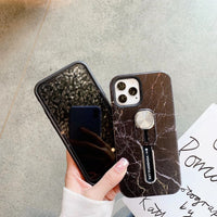 Compatible with Apple, Cold Wind Marble Bracket Suitable For Apple 12promax Mobile Phone Case Couple Iphone12 Protective Cover Anti-Fall