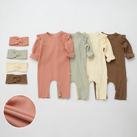 Korean Spring And Autumn Bottoming Triangle Romper European And American Baby Crawling Clothes Ins New Baby Cotton Long-Sleeved Bag
