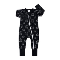 Long-Sleeved Jumpsuit And Romper Printed Zipper Romper