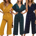 Loose Casual Polka Dot Printed Cropped Jumpsuit