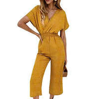 Loose Casual Polka Dot Printed Cropped Jumpsuit