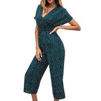 Loose Casual Polka Dot Printed Cropped Jumpsuit