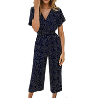 Loose Casual Polka Dot Printed Cropped Jumpsuit