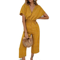 Loose Casual Polka Dot Printed Cropped Jumpsuit