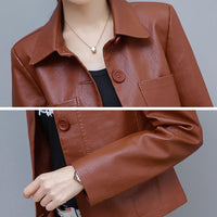 Korean Casual Slim-fit Motorcycle PU Leather Jacket