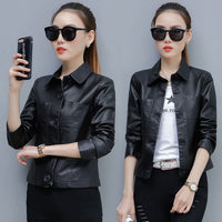 Korean Casual Slim-fit Motorcycle PU Leather Jacket