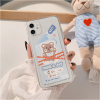 Compatible with Apple, Compatible with Apple , Bear Apple Iphone12 Mobile Phone Case Xs Max Fine Hole 8p Silicone Sleeve XR Anti-Drop Cartoon 11pro Applicable