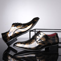 Fashionable English Flower Leather Shoes Pointed Toe Men's Shoes