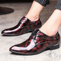 Fashionable English Flower Leather Shoes Pointed Toe Men's Shoes
