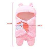 Infant Baby Soft Winter Style Plush Swaddle Cartoon Quilt Blanket And Feet Gown