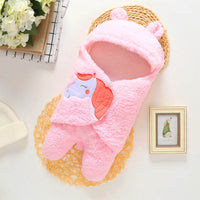 Infant Baby Soft Winter Style Plush Swaddle Cartoon Quilt Blanket And Feet Gown