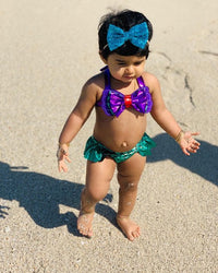 Purple Sling Mermaid Fish Scale Children's Split Swimsuit Swimming Seaside Hot Spring
