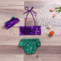 Purple Sling Mermaid Fish Scale Children's Split Swimsuit Swimming Seaside Hot Spring